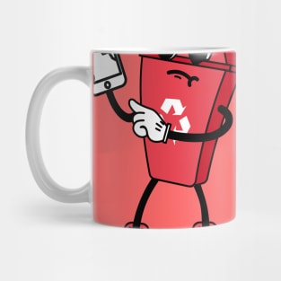 Garbage Can Cartoon Carmine Pink Mug